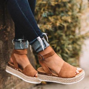 New Brown Platform Espadrille Wedge Sandal